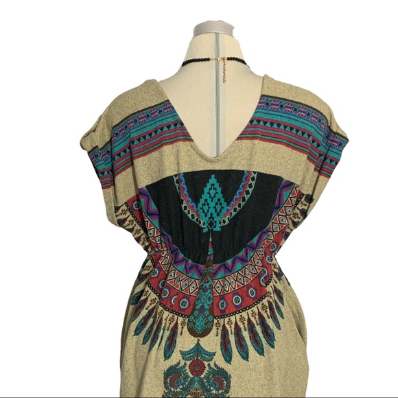 FOREVER 21  Beige Print Ethnic Long Blouse Size L - Picture 5 of 11